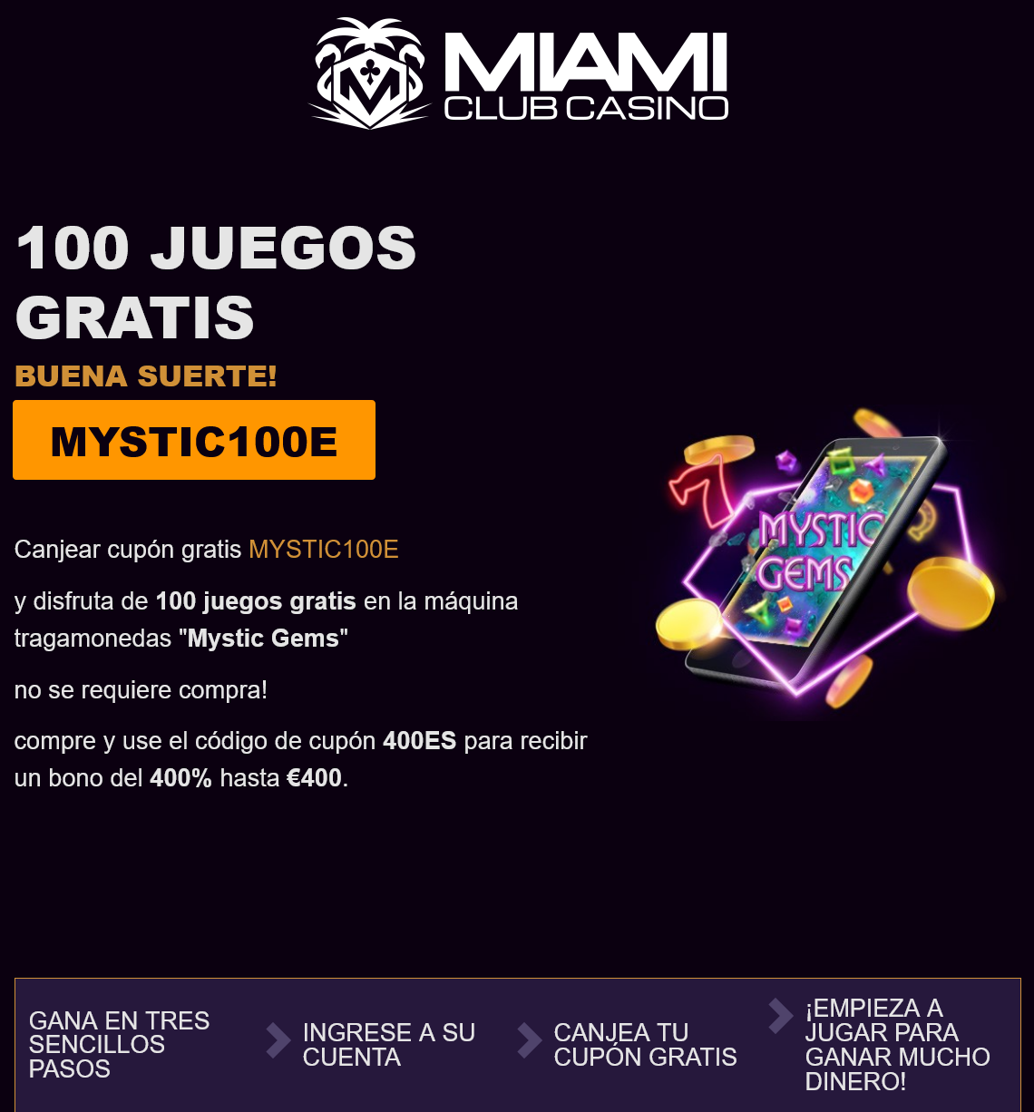 Miami Club
                                                        100 Free Spins